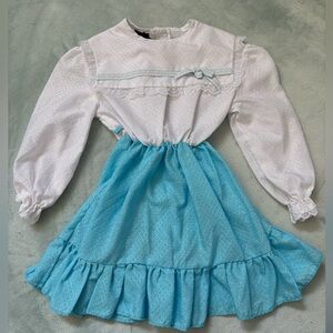 Charming Vintage White and Blue Kids Dress